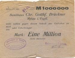 Reichenbach - Reißmann, J. & Söhne, Kammgarn-Spinnerei, Spinnmühle - 11.8.1923 - 1 Million Mark