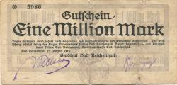 Reichenhall (Bad) - Stadt - 13.8.1923 - 1 Million Mark