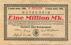 Reichenhall (Bad) - Stadt - 20.8.1923 - 1 Million Mark