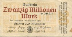 Reichenhall (Bad) - Stadt - 10.9.1923 - 20 Millionen Mark