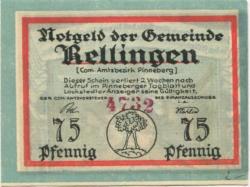Rellingen - Gemeinde - -- - 75 Pfennig