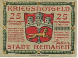 Remagen - Stadt - 27.12.1918 - 31.3.1920 - 25 Pfennig