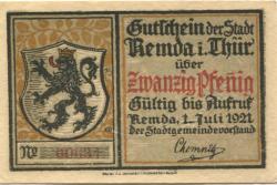 Remda (heute: Rudolstadt) - Stadt - 1.7.1921 - 20 Pfennig