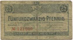 Remscheid - Stadt - 15.12.1917 - 31.12.1919 - 25 Pfennig