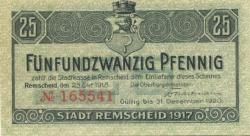 Remscheid - Stadt - 25.10.1918 - 31.12.1920 - 25 Pfennig