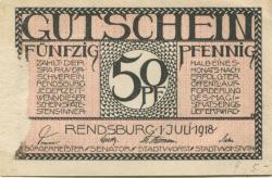 Rendsburg - Stadt - 1.7.1918 - 50 Pfennig