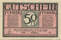 Rendsburg - Stadt - 1.7.1918 - 50 Pfennig