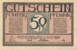 Rendsburg - Stadt - 1.7.1918 - 50 Pfennig