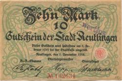 Reutlingen - Stadt - 1.11.1918 - 1.2.1919 - 10 Mark