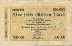 Reutlingen - Stadt - 11.8.1923 - 1.12.1923  - 1/2 Million Mark 