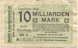 Rheinbach - Kreis - 23.10.1923 - 10 Milliarden Mark