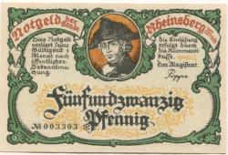 Rheinsberg - Stadt - -- - 25 Pfennig 