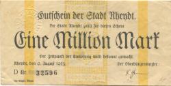 Rheydt (heute: Mönchengladbach) - Stadt - 9.8.1923 - 1 Million Mark 