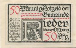 Rieder (heute: Ballenstedt) - 1.9.1921 - 50 Pfennig 