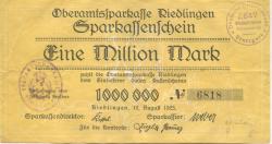 Riedlingen - Oberamtssparkasse - 12.8.1923 - 1 Million Mark 