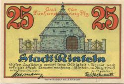 Rinteln - Stadt - August 1920 - 25 Pfennig 