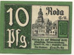 Roda (heute: Stadtroda) - Stadt - 1.9.1920 - 10 Pfennig 