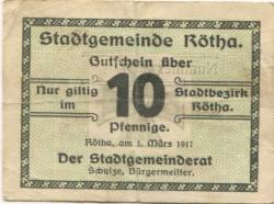 Rötha - Stadt - 1.3.1917 - 10 Pfennig 