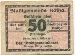 Rötha - Stadt - 1.3.1917 - 50 Pfennig