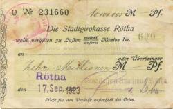 Rötha - Stadt - 17.9.1923 - 10 Millionen Mark