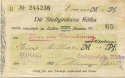 Rötha - Stadtgirokasse - 10.8.1923 - 1 Million Mark 