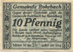 Rohrbach (heute: Heidelberg) - Gemeinde - November 1917 - 10 Pfennig