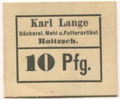 Roitzsch (heute: Sandersdorf-Brehna) - Lange, Karl, Bäckerei, Mehl und Futterartikel - -- - 10 Pfennig