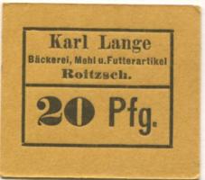 Roitzsch (heute: Sandersdorf-Brehna) - Lange, Karl, Bäckerei, Mehl und Futterartikel - -- - 20 Pfennig