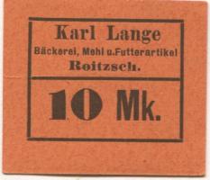 Roitzsch (heute: Sandersdorf-Brehna) - Lange, Karl, Bäckerei, Mehl und Futterartikel - -- - 10 Mark