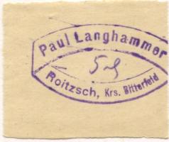 Roitzsch (heute: Sandersdorf-Brehna) - Langhammer, Paul - -- - 5 Pfennig