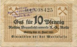 Rositz - Rositzer Braunkohlenwerke AG - - 30.6.1921 - 10 Pfennig
