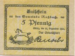 Roßbach (heute: Braunsbedra) - Gemeinde - - 31.12.1921 - 5 Pfennig