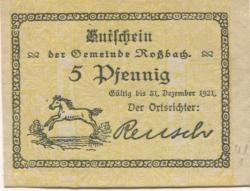 Roßbach (heute: Braunsbedra) - Gemeinde - - 31.12.1921 - 5 Pfennig