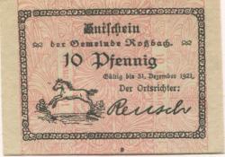 Roßbach (heute: Braunsbedra) - Gemeinde - - 31.12.1921 - 10 Pfennig