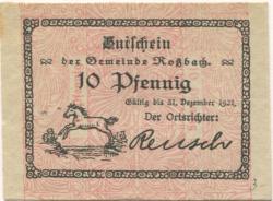 Roßbach (heute: Braunsbedra) - Gemeinde - - 31.12.1921 - 10 Pfennig