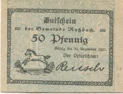 Roßbach (heute: Braunsbedra) - Gemeinde - - 31.12.1921 - 50 Pfennig