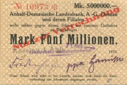 Roßlau - Sachsenberg, Gebrüder, AG - 31.8.1923 - 5 Millionen Mark
