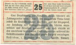 Roßleben - Sauer, Wilhelm, Buchdruckerei und Verlag - 1.12.1919 - 25 Pfennig