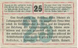 Roßleben - Sauer, Wilhelm, Buchdruckerei und Verlag - 1.12.1919 - 25 Pfennig