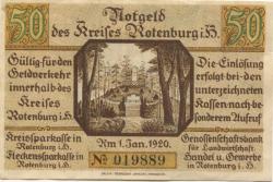 Rotenburg - Kreissparkasse, Fleckensparkasse und Genossenschaftsbank für Landwirtschaft, Handel und Gewerbe - 1.1.1920 - 50 Pfennig