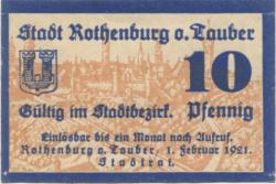 Rothenburg - Stadt - 1.2.1921 - 10 Pfennig