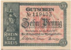 Rüdesheim - Rheingaukreis - 29.6.1917 - 10 Pfennig 