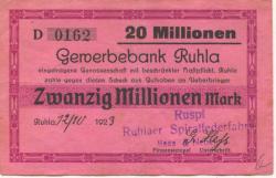 Ruhla - Hess & Nebeling, Ruhlaer Spiralfederfabrik Ruspi - 12.10.1923 - 20 Millionen Mark 