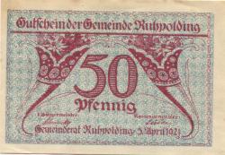 Ruhpolding - Gemeinde - 5.4.1921 - 1.1.1922 - 50 Pfennig 