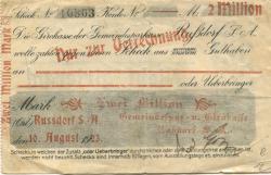 Russdorf (heute: Limbach-Oberfrohna) - Gemeindespar- und girokasse - 10.8.1923 - 2 Millionen Mark 