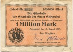 Salzwedel - Stadt - 17.8.1923 - Ende September 1923 - 1 Million Mark