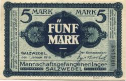 Salzwedel - Mannschafts-Gefangenenlager - 1.11.1916 - 5 Mark