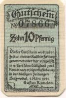 Salzwedel - Ramelow, Gustav, Manufakturwaren, Herren- und Damen-Konfektion, Damen-Putz - 1.3.1921 - 10 Pfennig