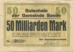 Sande (heute: Hamburg) - Gemeinde - 19.10.1923 - 50 Milliarden Mark