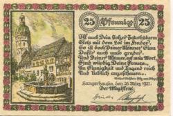 Sangerhausen - Stadt - 26.3.1921 - 25 Pfennig